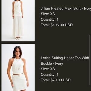 Meshki Ivory Pleated Maxi Skirt set